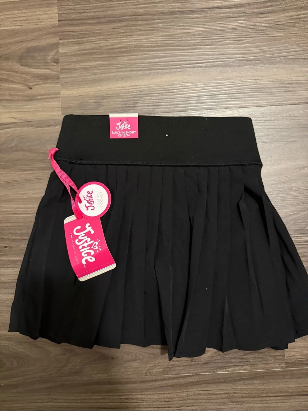Justice Black Pleated Sport Skort size XS 5/6-NWT